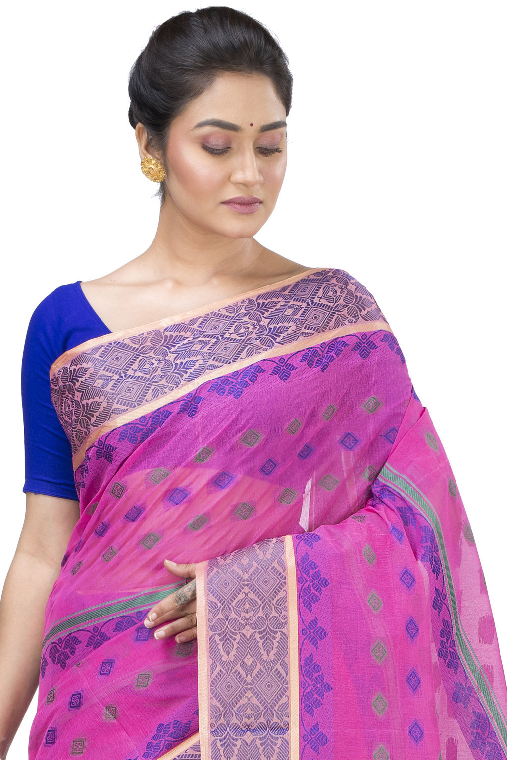Pink Pure Cotton Ghusoon Tant Saree (947)